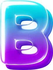 Fototapeta premium 3d Rendered letter made of transparent glass with smooth gradient backdrop