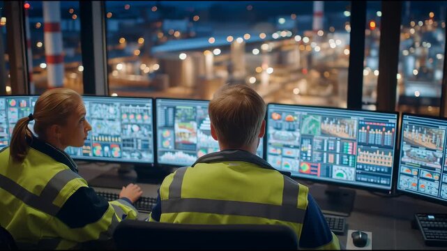 Night shift workers oversee ops