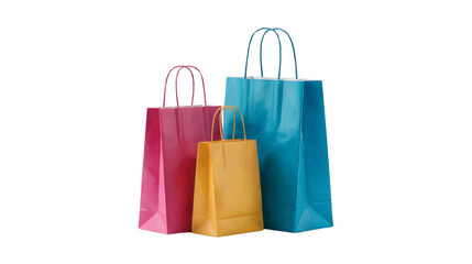 Colorful shopping bags on a transparent background.