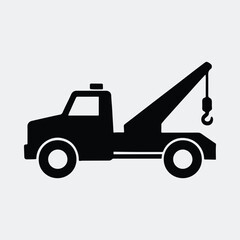Naklejka premium Silhouette tow truck isolated roadside assistance vehicle vector illustration