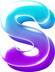 3d Rendered letter made of transparent glass with smooth gradient backdrop