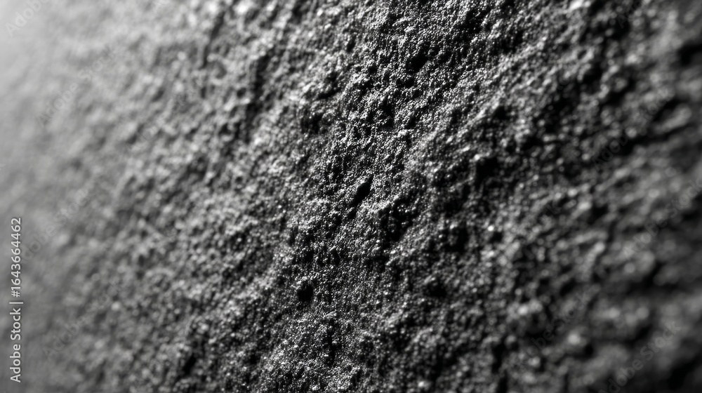 Poster closeup of rugged black charcoal surface with deep cracks and textured details, featuring dark tones