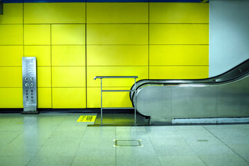 Indoor escalator of the subway station