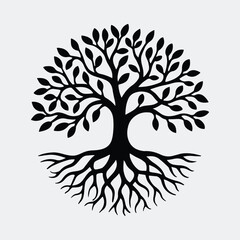 Silhouette tree of life simple black and white vector illustration
