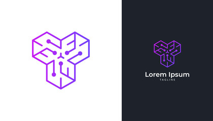 Modern abstract tech logo design vector template