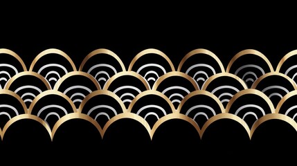 Gold black japanese wave pattern background