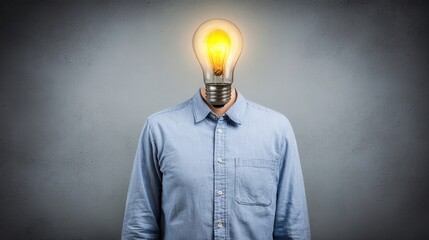 Man with light bulb head symbolizing creativity