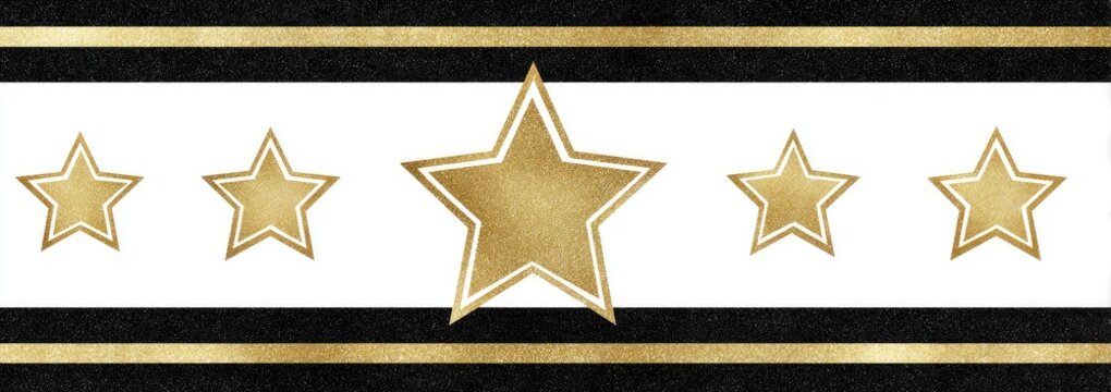 Gold stars on a white background with black borders - Powered by Adobe