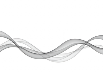 Abstract flowing gray wave lines on transparent background