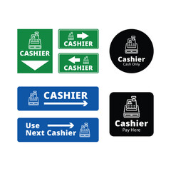 Cashier sign set graphic design vector illustration
