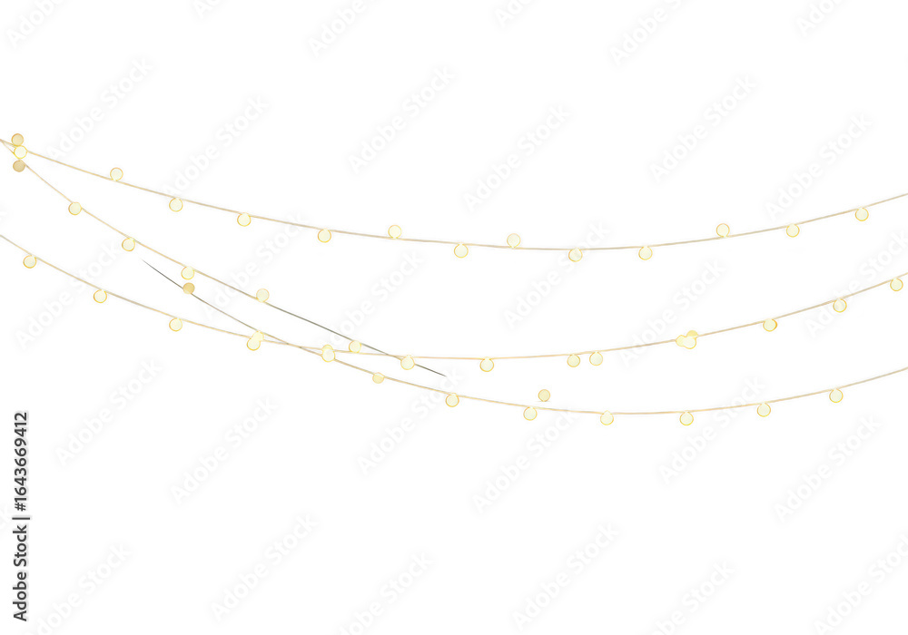Poster warm yellow string lights isolated on transparent background