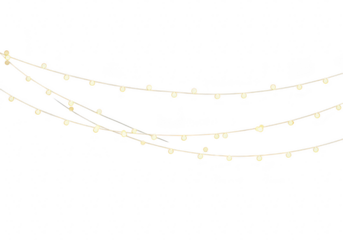 Warm yellow string lights isolated on transparent background