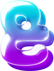 3d Rendered letter made of transparent glass with smooth gradient backdrop