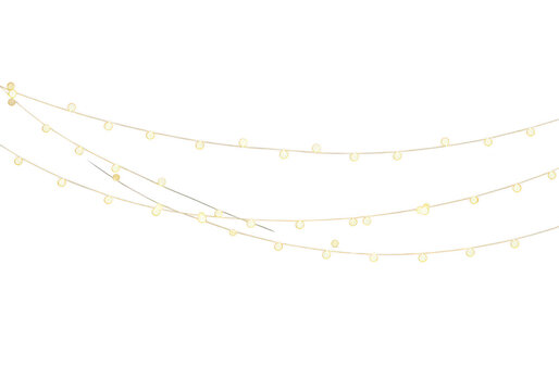 Warm yellow string lights isolated on transparent background - Powered by Adobe