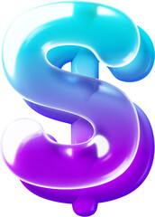 3d Rendered letter made of transparent glass with smooth gradient backdrop