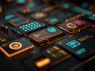 Cybersecurity Network: Conceptual Illustration of Data Protection, Digital Security, and Financial Technology with Abstract Circuitry