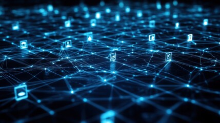 Abstract network of interconnected data points