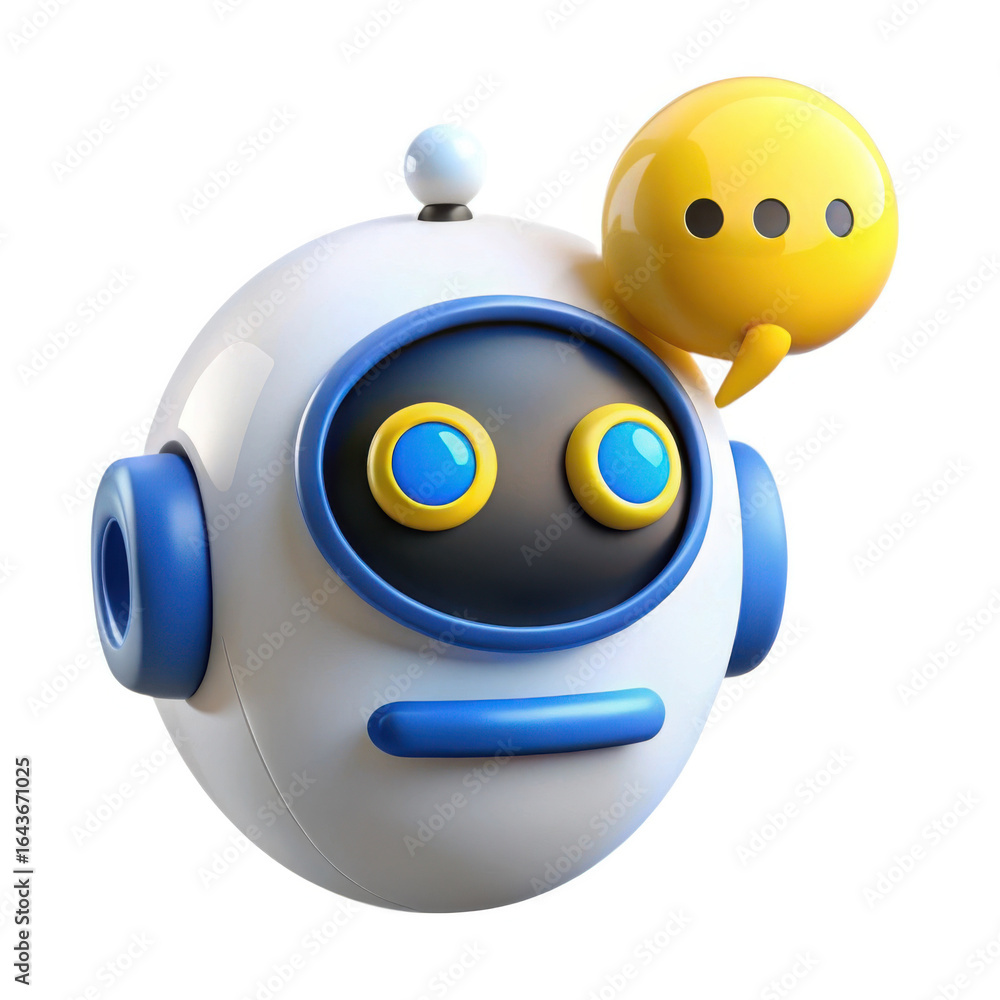 Aufkleber 3d friendly robot chatbot with speech bubble isolated on transparent background
