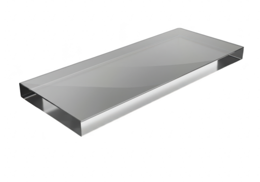 Shiny metallic rectangular prism isolated on transparent background