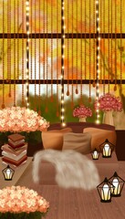 Fall Autum Theme For Phone Wallpaper Or Background. Backkground  For Cover, Note Or Banner