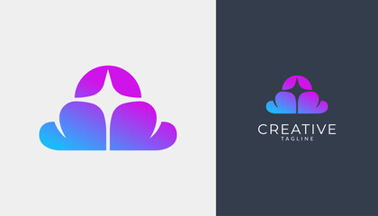 Obraz premium Abstract cloud logo icon vector template for technology