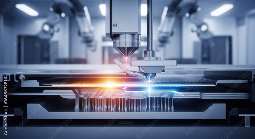 Poster crosssectional visualization of titanium additive manufacturing workflow within a cellular productio
