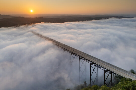 New River Gorge Bridge, West Virginia, Sunrise Fog
