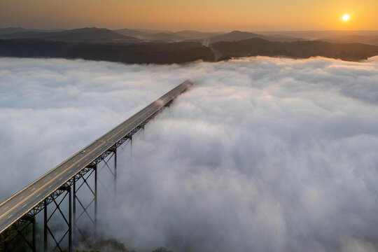 New River Gorge Bridge, West Virginia, Sunrise Fog