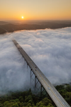 New River Gorge Bridge, West Virginia, Sunrise Fog