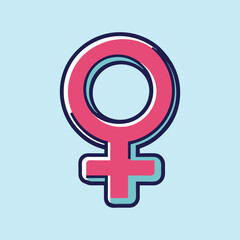 Fototapeta premium Feminine Gender Symbol with Retro Colors and a Fun Aesthetic, Flat Design