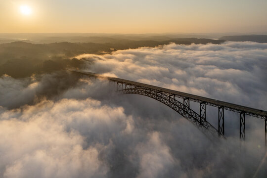 New River Gorge Bridge, West Virginia, Sunrise Fog