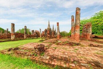 Scenic ruins of Wat Phra Si Sanphet in Ayutthaya, Thailand