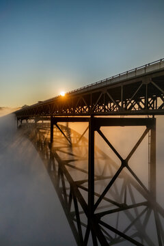 New River Gorge Bridge, West Virginia, Sunrise Fog