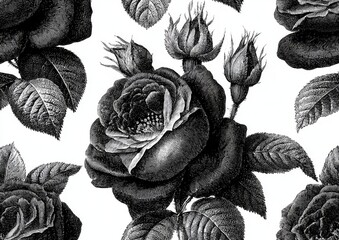 Monochromatic rose pattern on white