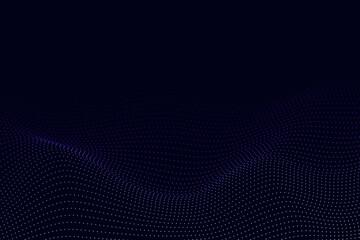 Green blue dotted wave – abstract gradient particle flow on black background, futuristic digital...