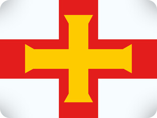 Obraz premium The national flag of guernsey a british crown dependency featuring a red cross with a yellow cross superimposed on a white background