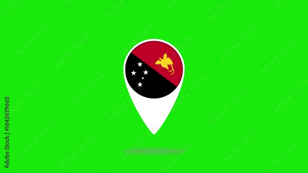 Poster papua new guinea flag location pointer bouncing on green screen