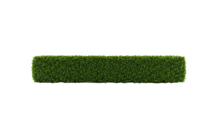 A singular, perfectly trimmed, vibrant emerald green hedge in a pristine, bright white minimalist studio setting, promoting sustainable growth and corporate responsibility
