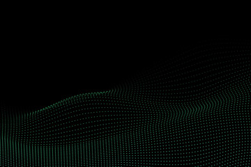 Green dotted wave – abstract particle motion, dynamic gradient background, modern tech style on...