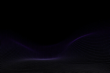 White blue dotted wave – glowing gradient pattern, smooth particle flow on black digital...