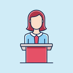 Flat vector illustration of a speaker, perhaps giving a public speech
