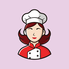 Cartoon illustration of a female chef with a kind expression and red hair