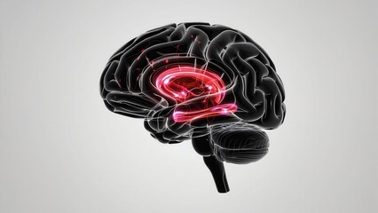 Human brain showing limbic system activity and neural connections