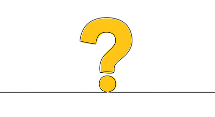 Yellow question mark symbol on a white background, isolated on white background concept of...