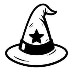 The Wizard's Pointy Hat: A Vector Illustration of a Magical Hat with a Star, Symbolizing Fantasy, Sorcery, and the World of Witches and Wizards