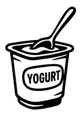 Fresh Start: A Vector Illustration of a Yogurt Cup with a Spoon, a Symbol of a Healthy Dairy Snack and Quick Breakfast