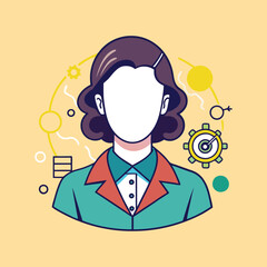 Stylized faceless female figure representing women in technology and business fields
