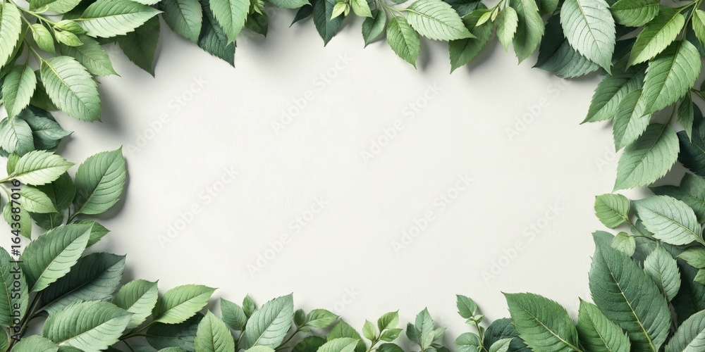 Aufkleber Realistic 3D Render of a Leaf Frame Border for Creative Space and Nature-themed Projects with Room for Copy or Text in the Center