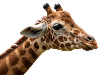 Fototapeta premium Close up portrait of a giraffe head isolated on transparent background