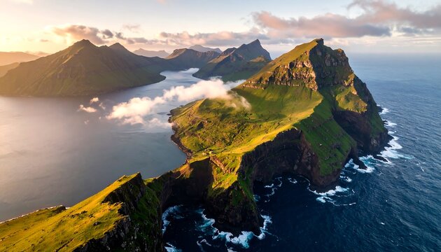 Dramatic coastal landscape at sunrise
